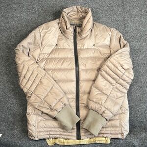 Jetlag Mens Down Puffer Jacket Taupe Champagne Water Resistant Quilted Coat M